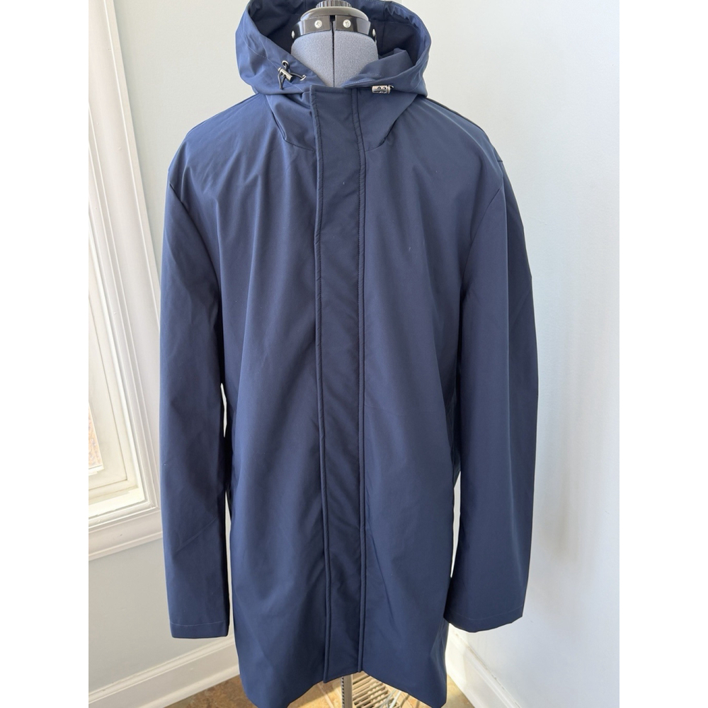 Daniel Cremieux Adamo Raincoat Mens 40R Navy Full Zip Wind Jacket Hood $395 NWT